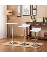 Lovmor Adjustable Height Wood and Chrome Metal Bar Table and 2 Chrome Air Lift Adjustable Swivel Stools Set