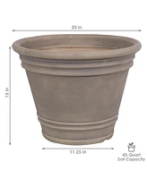 Franklin Flower Pot Planter - Outdoor/Indoor Unbreakable Polyresin Container Uv-Resistant Beige Finish Set of 3 Large 20-Inch Diameter