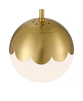 Camila 7" Mid Century Modern Pendant Ceiling Light Fixture Dining Room Over Table Kitchen Island Foyer Globe Hanging Antique Brass Finish Glass Hallwa