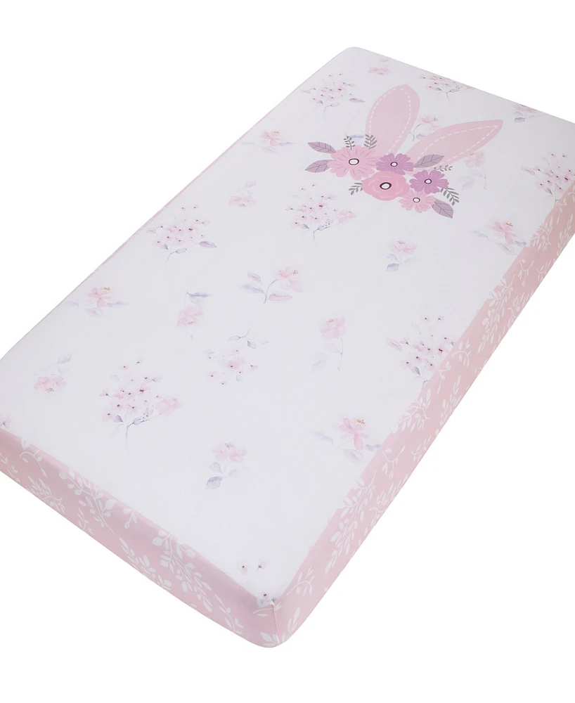 NoJo Flower Bunny Ears Cotton Nursery Photo Op Fitted Crib Sheet