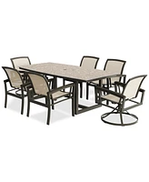 Bartow Outdoor 7-pc Dining Set (Rectangular Table, 4 Dining Chairs & 2 Swivel Chairs)