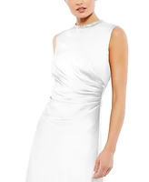 Women's Rhinestone Neckline Draped Mini Dress