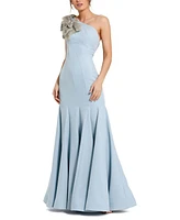 Mac Duggal Women's Crepe One Shoulder Gown With Flower