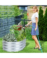 Aoodor Galvanized Raised Garden Bed Kit,35.34''(L) x 23.62''(W) x11.81''(H) Outdoor Garden Planter Oval Large Boxes for Vegetables, Flowers, Herbs