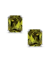 Bling Jewelry Rectangle Shape Statement 7CT Emerald Cut Cz Solitaire Clip On Stud Earrings Rhodium Plated Brass Non Pierced 14MM x 12MM