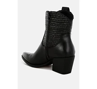 Big Mood Raffia & Faux Leather Cowboy Boots
