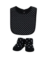 Hudson Baby Infant Girl Cotton Bib and Sock Set, Mamas Mini Dot, One Size