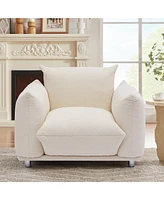 Accent Chair Single Sofa 42"W Sherpa for Bedroom Living room Apartment, Camel