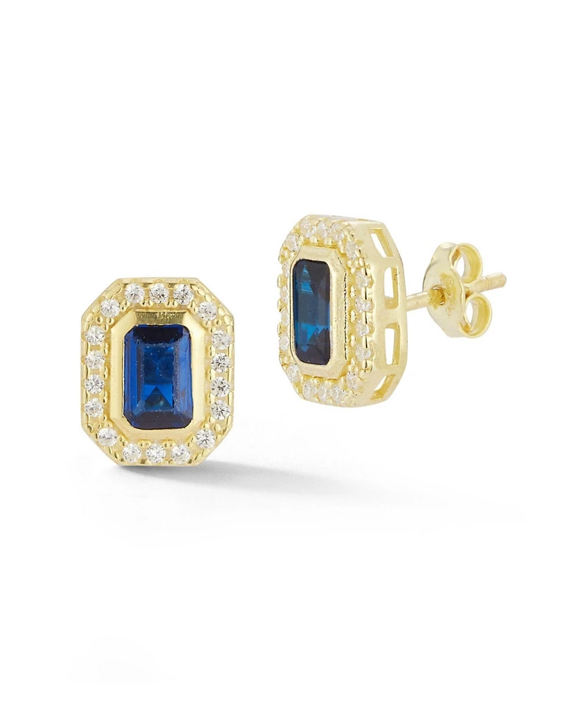 Rachel Zoe 14K Gold Plated Sterling Silver Emerald Cut Studs