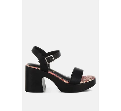 Kolata Faux Leather Pin Buckle Platform Heels