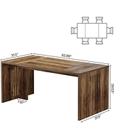 Tribesigns 63-Inch Wood Dining Table for 4-6, Farmhouse Rectangular Kitchen Furniture with Sturdy Wooden Legs for Dinner, Eating, Living Room