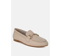 Taranis Monochromatic Horsebit Real Leather Loafers