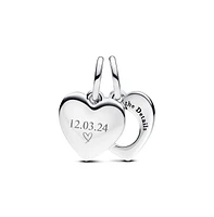 Pandora Engravable Heart Magnifying Glass Double Dangle Charms