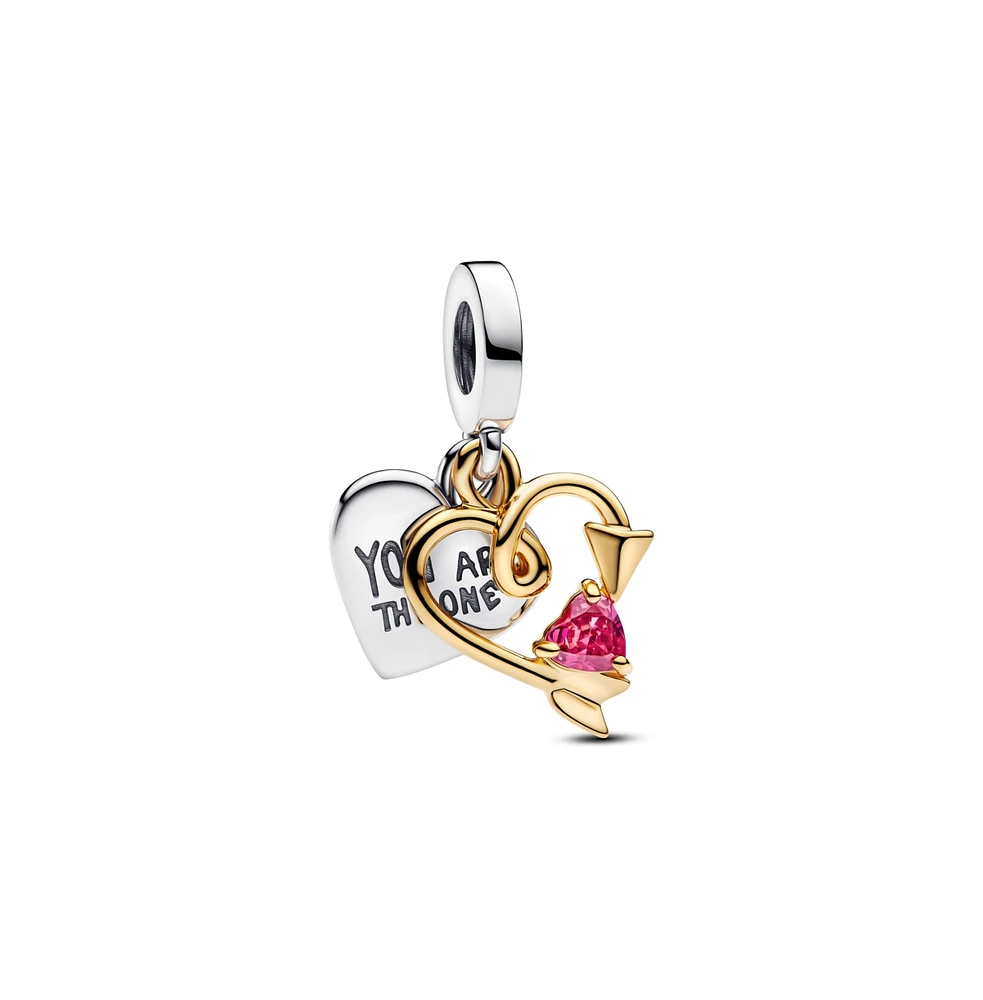 Pandora Engravable Heart and Arrow Double Dangle Charms