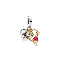 Pandora Engravable Heart and Arrow Double Dangle Charms