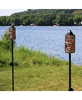 Set of 2 Tiki Face Torch – 24 to 66-Inch Outdoor Patio and Lawn Torches - Adjustable Height, 3-in-1 Torches for Patio, Garden & Backyard