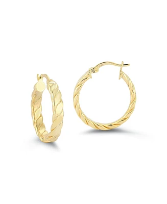 Rachel Zoe 14K Gold Plated Sterling Silver Small Flat Twist Hoops