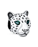 Bling Jewelry Jaguar Panther Charm Bead with Green Cz Eyes in Oxidized Sterling Silver for Bracelets