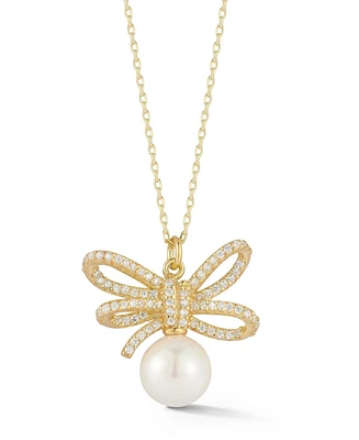 Rachel Zoe 14K Gold Plated Sterling Silver Bow Pearl Necklace