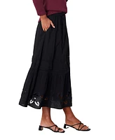 Paneros Clothing Women's Black Embroidered Midi Skirt