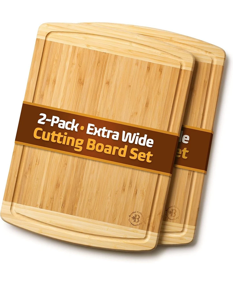 Large Cutting Boards for Kitchen - Bamboo Wood Cutting Board with Juice Groove