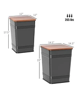 Homcom Ottoman with Storage Set of 2, Ottoman Stool with Metal Frame,