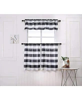MarCielo 3 Piece Buffalo Kitchen Curtain with Swag and Tier Window Treatment Set