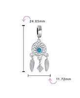 Bling Jewelry Hopes Dreams Blue Amulet Native American Dream Catcher Dangle Charm Bead Silver