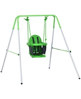 Outsunny Toddler Swing Set with Metal Sd, Baby Swing Set,