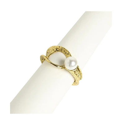 Dented Pearl Statement Bracelet