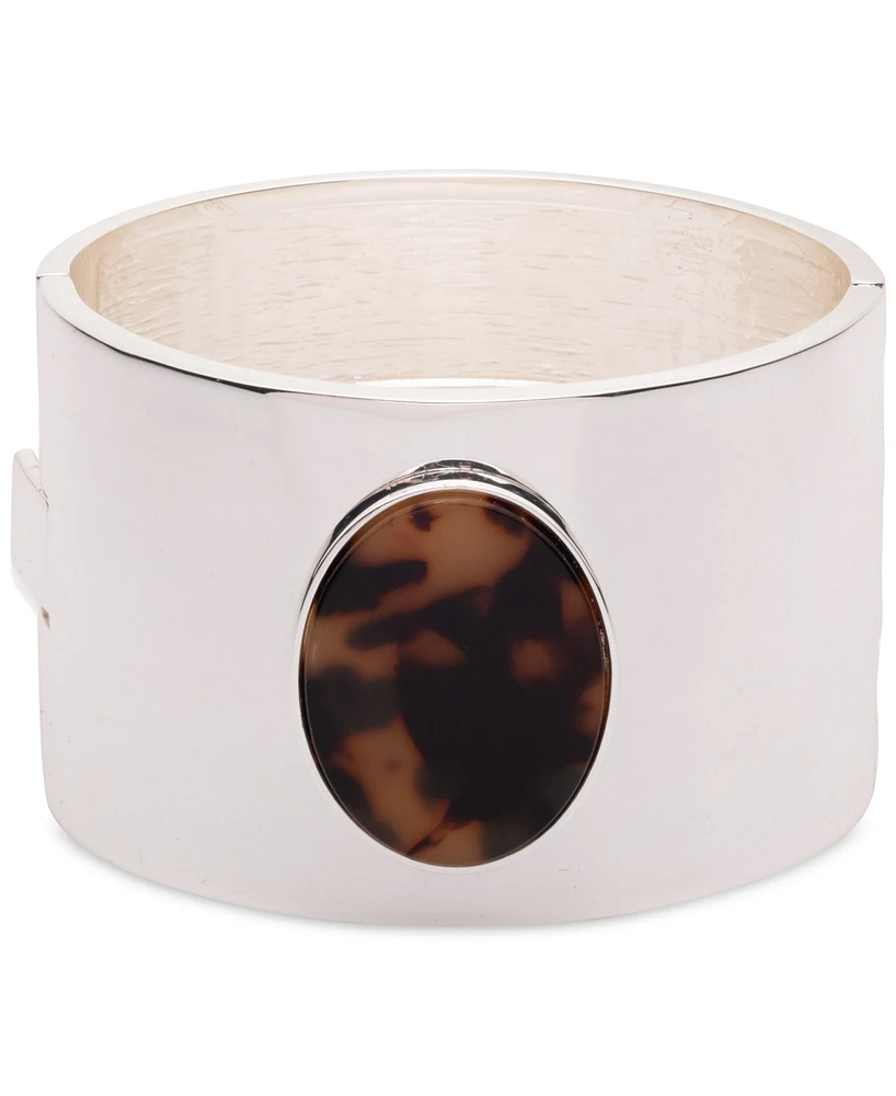 Lauren Ralph Lauren Silver-Tone Tortoise Wide Bangle Bracelet