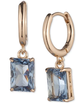 Lauren Ralph Gold-Tone Stone Drop Huggie Hoop Earrings