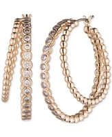 Lauren Ralph Lauren Gold-Tone Crystal Beaded Split Medium Hoop Earrings, 1.2"