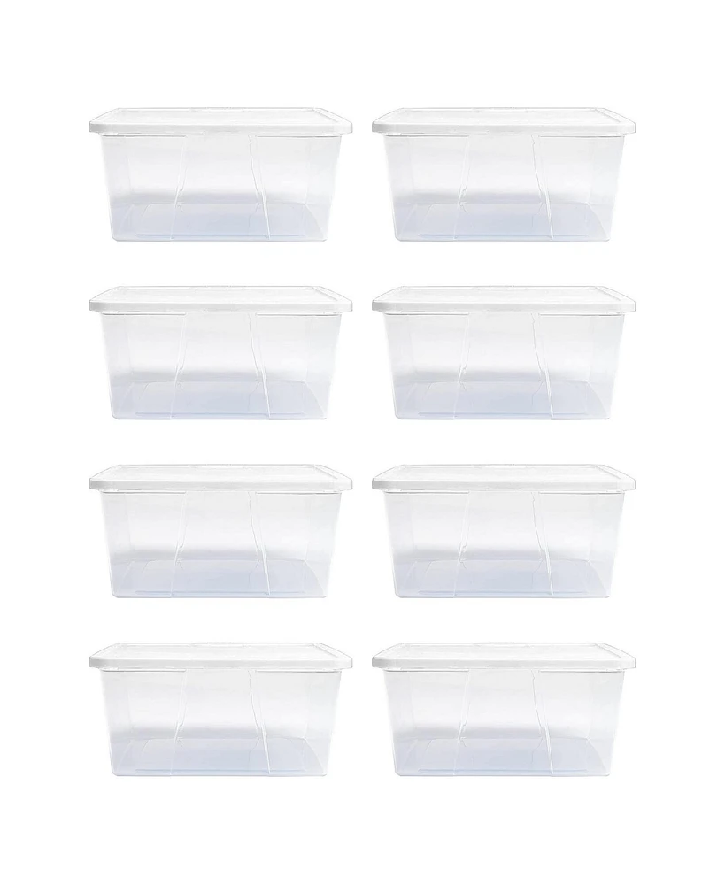 Homz 12 Qt Snaplock Clear Plastic Storage Container Bin with Secure Lid (8 Pack)