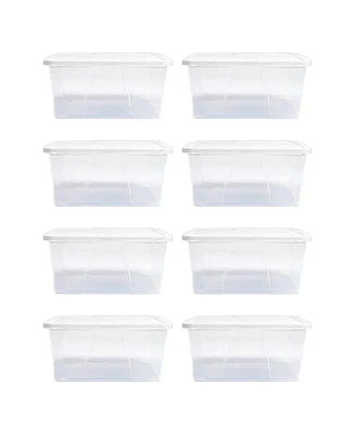 Homz 12 Qt Snaplock Clear Plastic Storage Container Bin with Secure Lid (8 Pack)