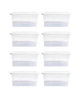 Homz 12 Qt Snaplock Clear Plastic Storage Container Bin with Secure Lid (8 Pack)