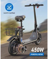 Urbanmax C1/C1 Pro Electric Scooter with Seat, 450W Powerful Motor up to 20/25 Miles Range, Foldable Electric Scooter for Adults Max Speed 15.5/18.6 M