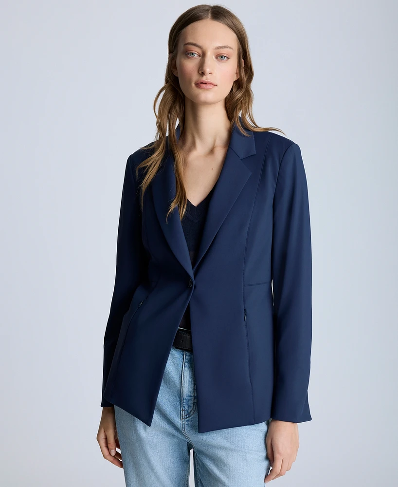 Kenneth Cole Women's Athletic Stretch One-Button Blazer