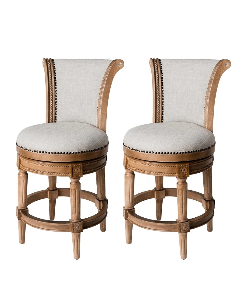 Maven Lane Pullman Counter Stool, Weathered Oak Finish & Sand Color, Set of 2