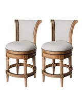 Maven Lane Pullman Counter Stool, Weathered Oak Finish & Sand Color, Set of 2
