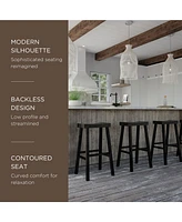 Maven Lane Vincent Wooden Rustic Aesthetic Kitchen Bar Stool, Set of 3