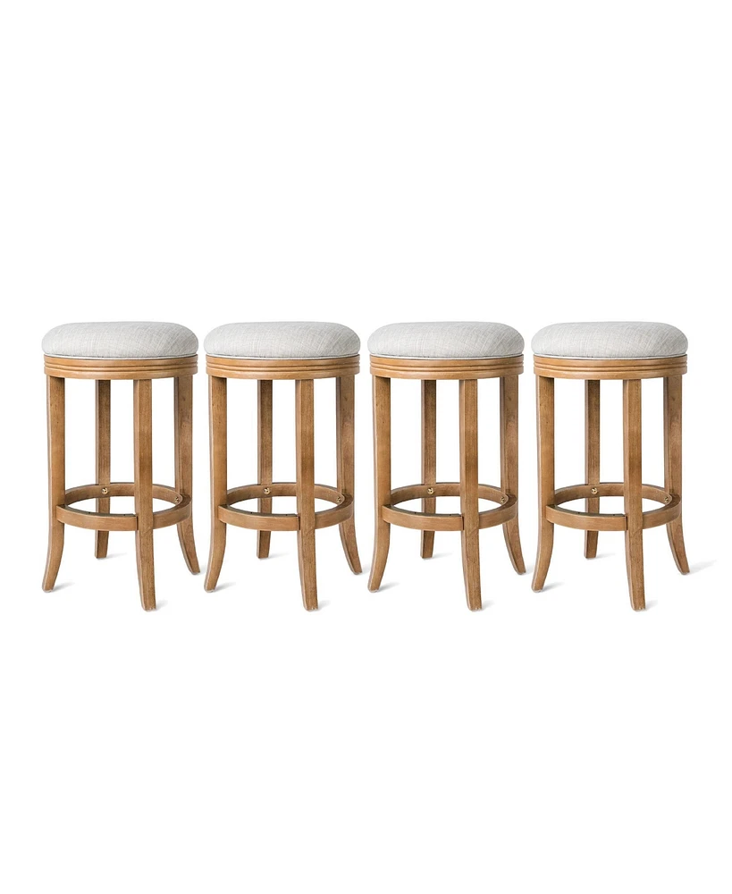 Maven Lane Eva Counter Stool in Weathered Oak Finish, Sand Color, Set of 4