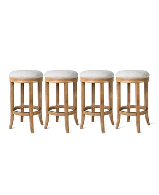 Maven Lane Eva Counter Stool in Weathered Oak Finish, Sand Color, Set of 4