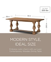 Maven Lane Leon Traditional Wooden Dining Table in Antiqued Natural Finish
