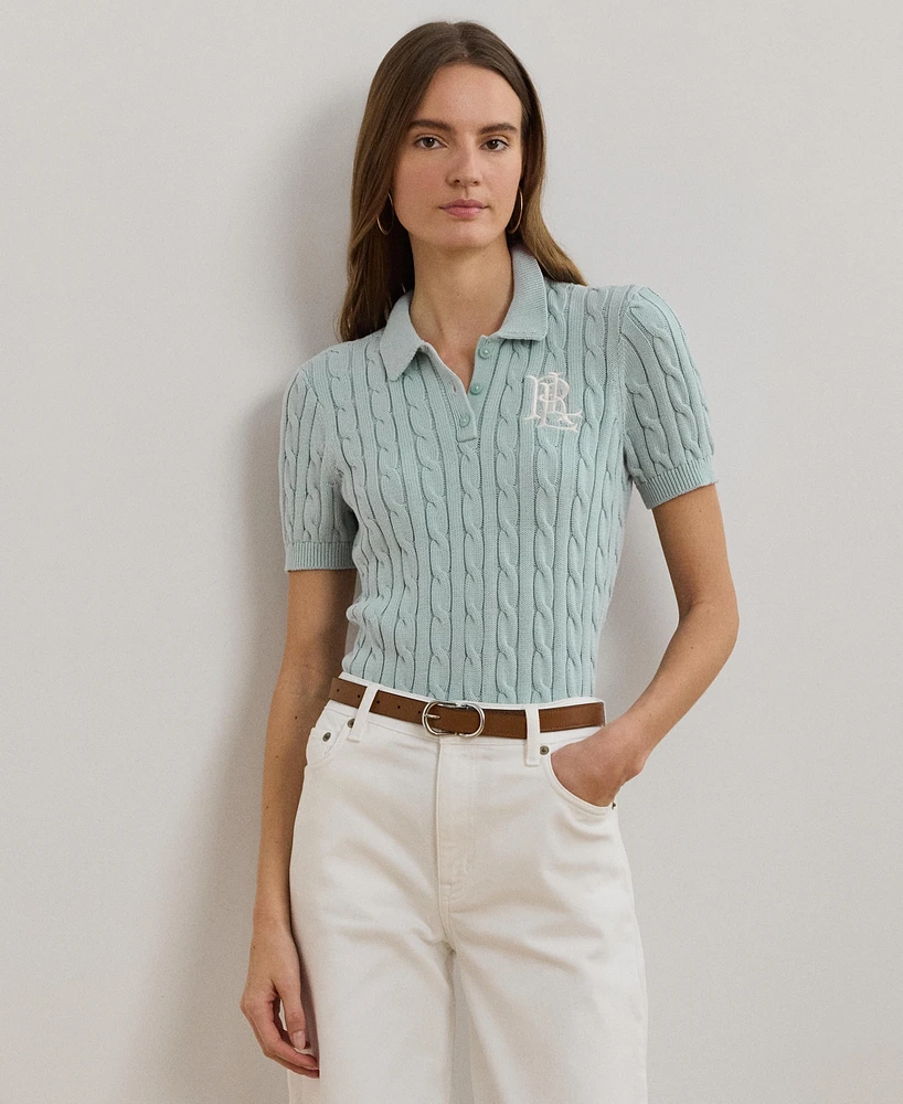Lauren Ralph Women's Cable-Knit Polo Shirt, Regular & Petite
