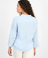 Ak Anne Klein 3/4-Sleeve Utility Blouse, Regular & Petite