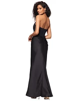 Betsy & Adam Women's Mixed-Media Strapless Corset Gown