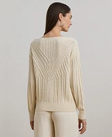 Lauren Ralph Women's Cable-Knit Cotton-Blend Boatneck Sweater, Regular & Petite