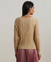 Lauren Ralph Lauren Women's Cable-Knit Cotton-Blend Boatneck Sweater, Regular & Petite