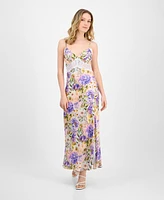 Astr the Label Women's Ivanna Floral Lace-Trim Sweetheart Maxi Dress